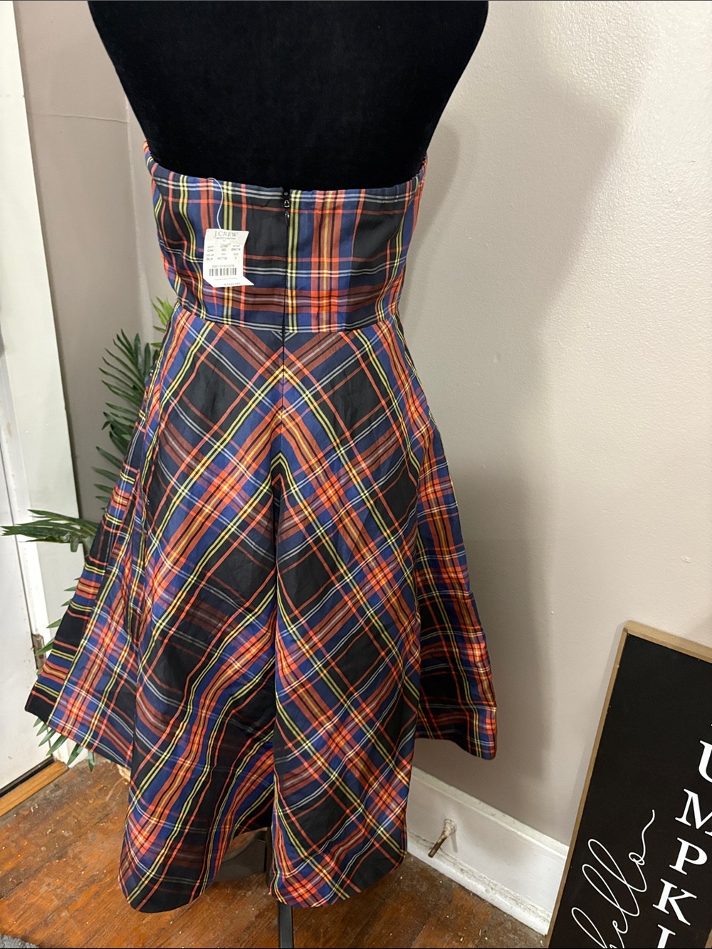 NWT Vintage J.Crew Silk Taffeta Tartan Strapless Holiday 2006 Dress - Size 2 - Picture 5 of 8